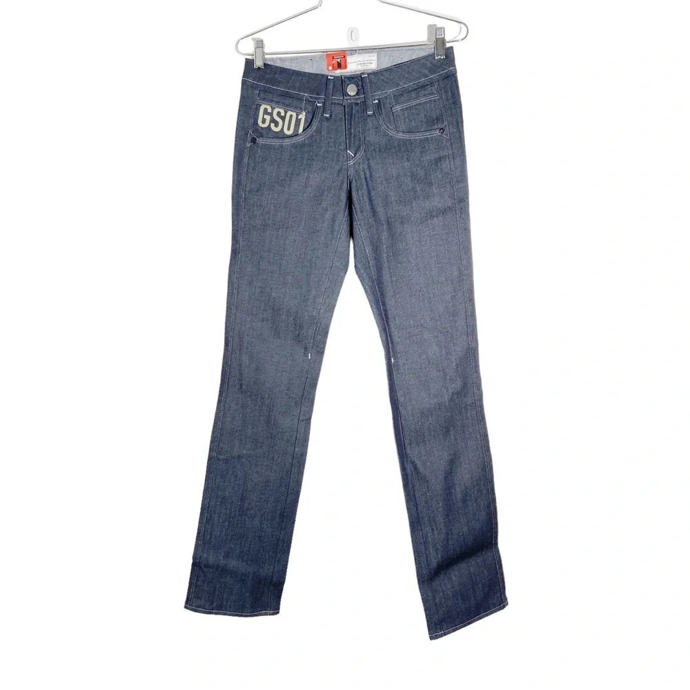 G-Star Straight Leg Jeans in Dark Blue Denim with GS01 Patch